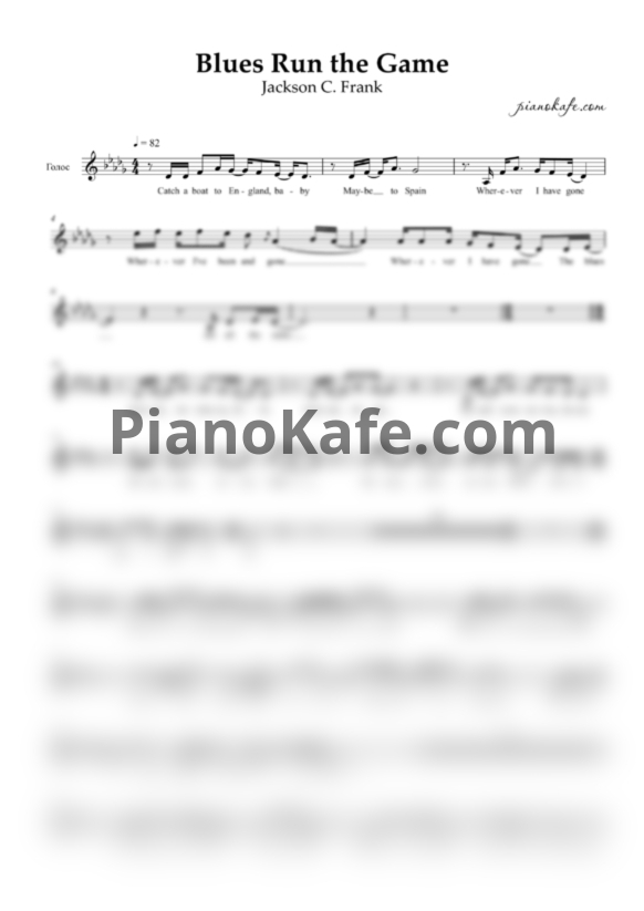 Ноты Jackson C. Frank - Blues Run the Game (Вокальная партия) - PianoKafe.com