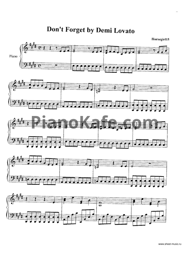 Ноты Demi Lovato - Don't forget - PianoKafe.com