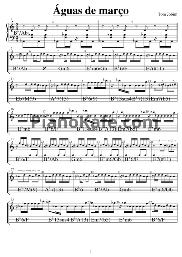 Ноты Tom Jobim - Aguas de Marco - PianoKafe.com