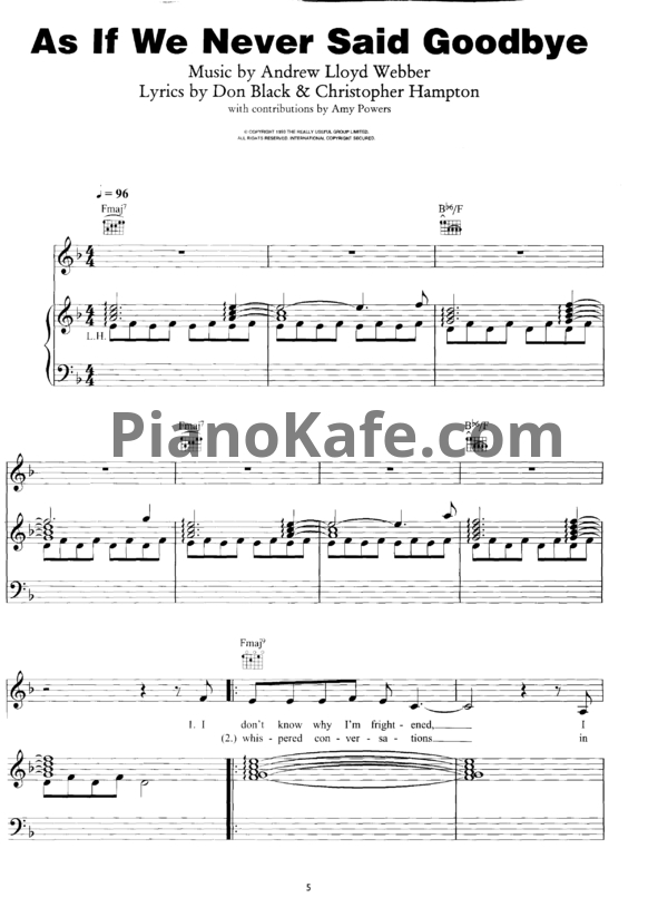 Ноты Barbra Streisand - As if we never said goodbye - PianoKafe.com