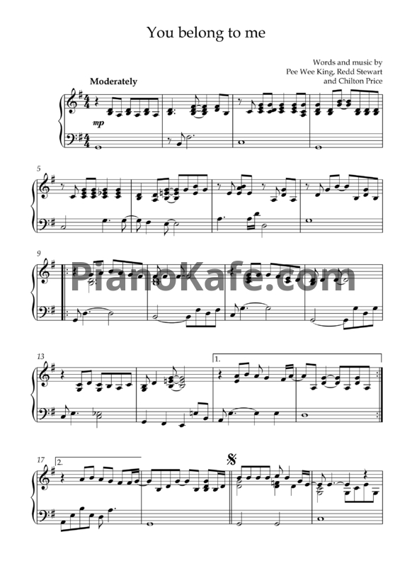 Ноты Jason Wade - You belong to me - PianoKafe.com