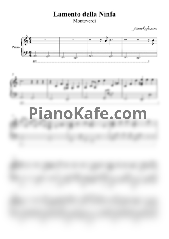Ноты Monteverdi - Lamento della Ninfa (Piano cover) - PianoKafe.com