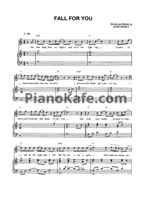 Ноты Secondhand Serenade - Fall for you - PianoKafe.com