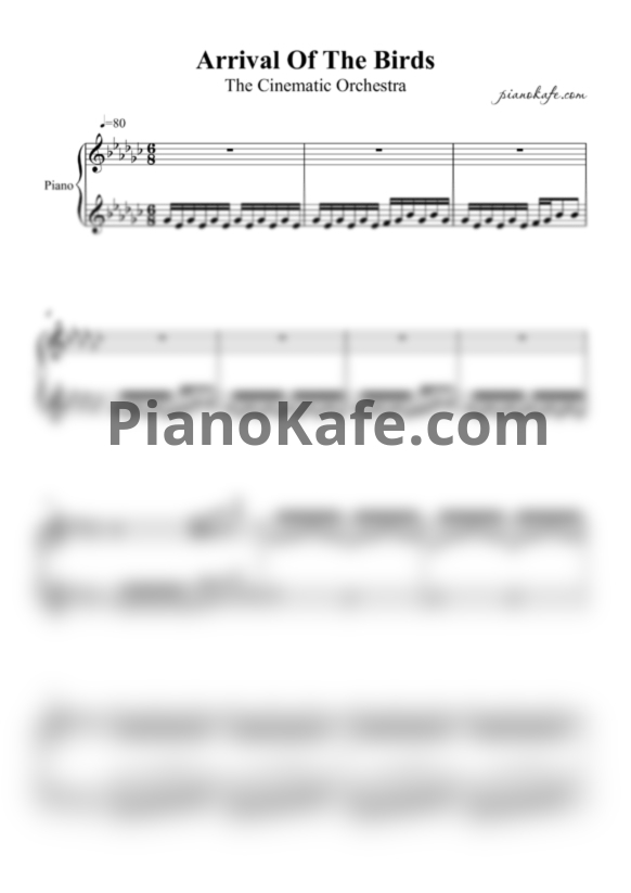 Ноты The Cinematic orchestra - Arrival of the birds (Piano cover) - PianoKafe.com