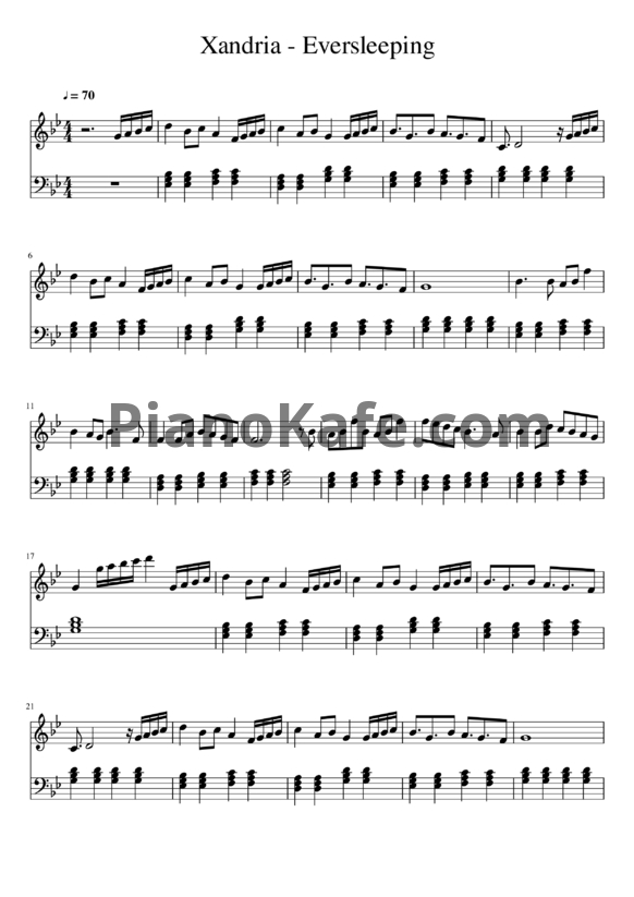 Ноты Xandria - Eversleeping - PianoKafe.com
