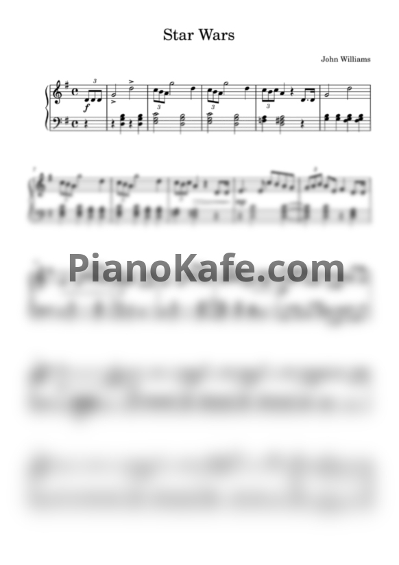 Ноты John Williams - Star Wars (Аранжировка для фортепиано) - PianoKafe.com