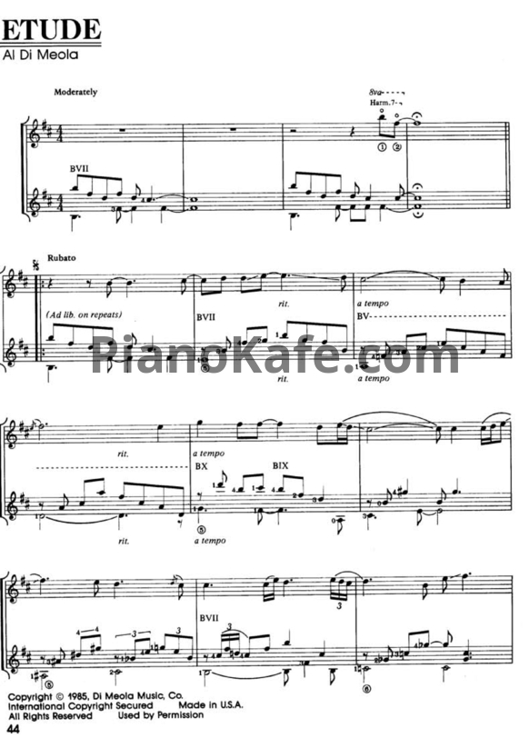 Ноты Al Di Meola - Etude - PianoKafe.com