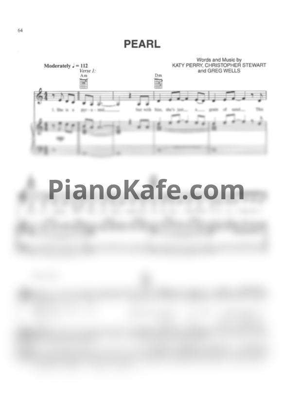 Ноты Katy Perry - Pearl - PianoKafe.com