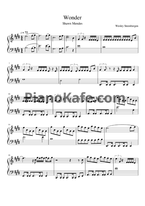 Ноты Shawn Mendes - Wonder - PianoKafe.com