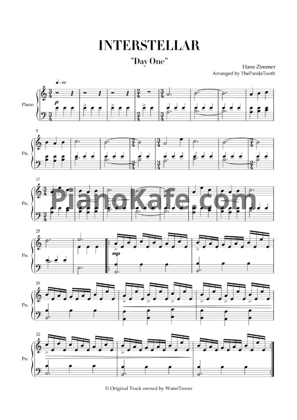Ноты Hans Zimmer - Day one - PianoKafe.com