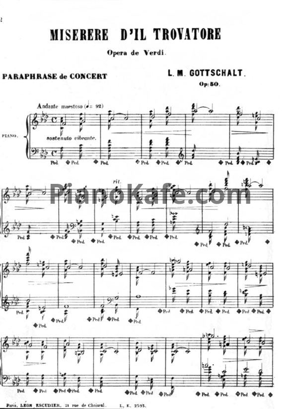 Ноты Луи Моро Готшалк - Miserere du trovatore (Op. 50) - PianoKafe.com