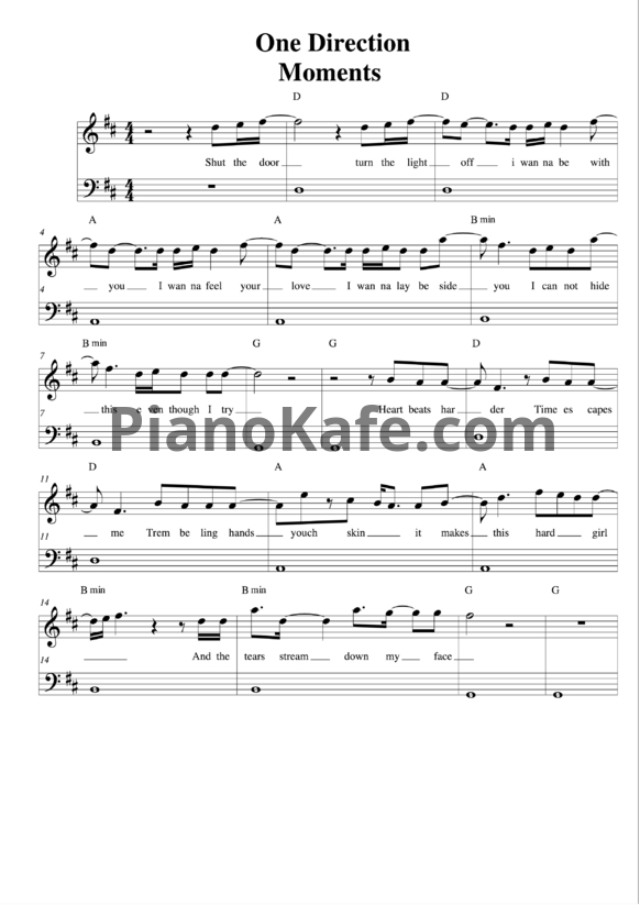 Ноты One Direction - Moments - PianoKafe.com