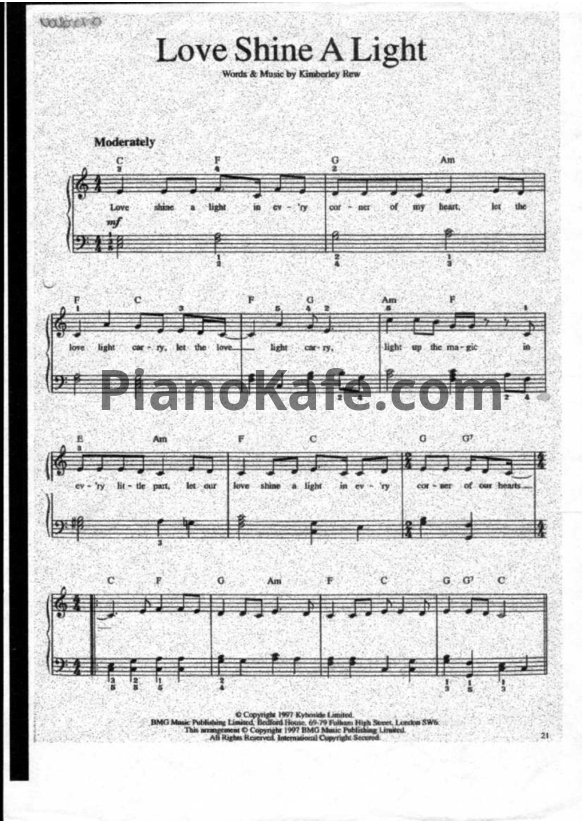 Ноты Kimberley Rew - Love shine a light - PianoKafe.com