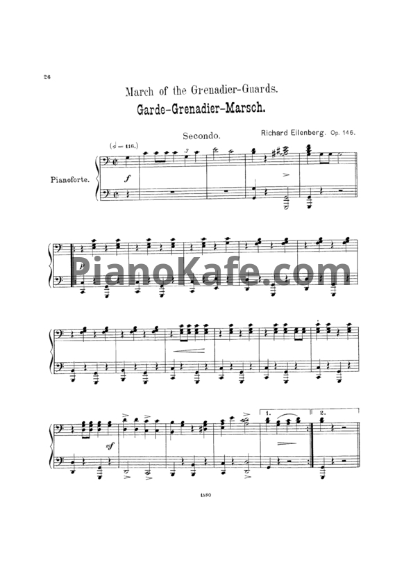 Ноты Р. Эйленберг - Garde-Grenadier-Marsch (Op. 146) для фортепиано в 4 руки - PianoKafe.com