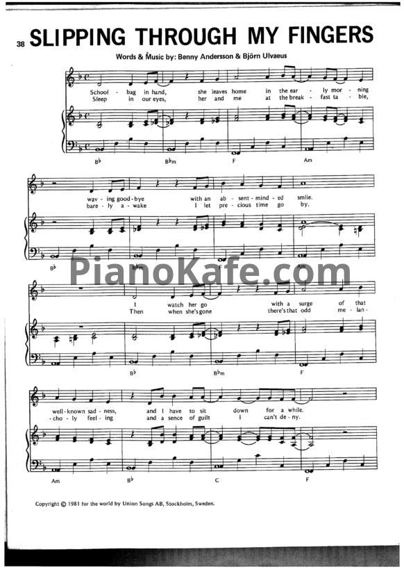 Ноты ABBA - Slipping through my fingers - PianoKafe.com