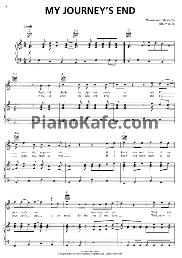 Ноты Billy Joel - My lives (Книга нот) - PianoKafe.com