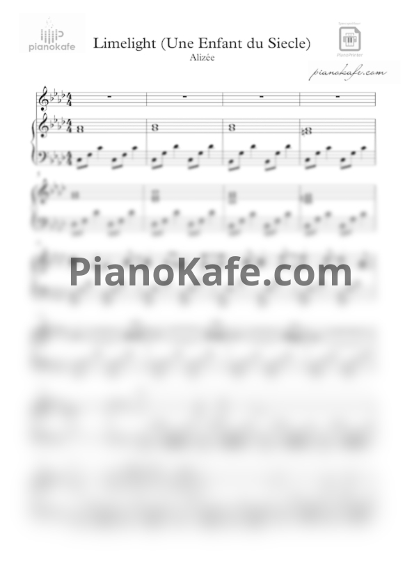 Ноты Alizee - Limelight (Une Enfant du Siecle) - PianoKafe.com