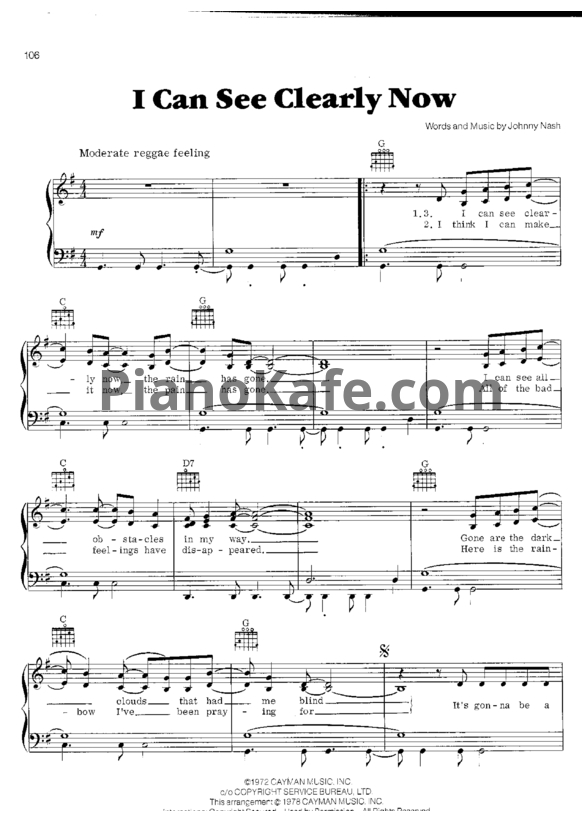 Ноты Jimmy Cliff - I can see clearly now - PianoKafe.com