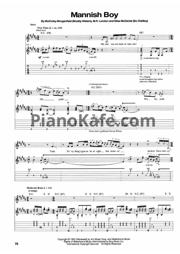 Ноты Jimi Hendrix - Mannish boy - PianoKafe.com