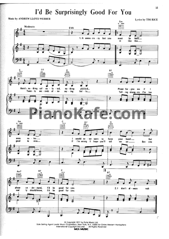 Ноты Andrew Lloyd Webber - I'd be surprisingly good for you - PianoKafe.com