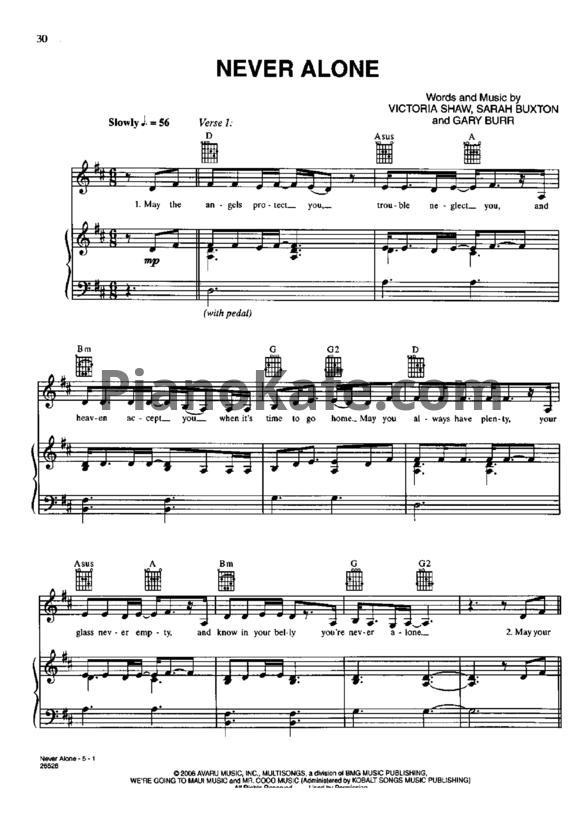 Ноты Jim Brickman - Never alone - PianoKafe.com