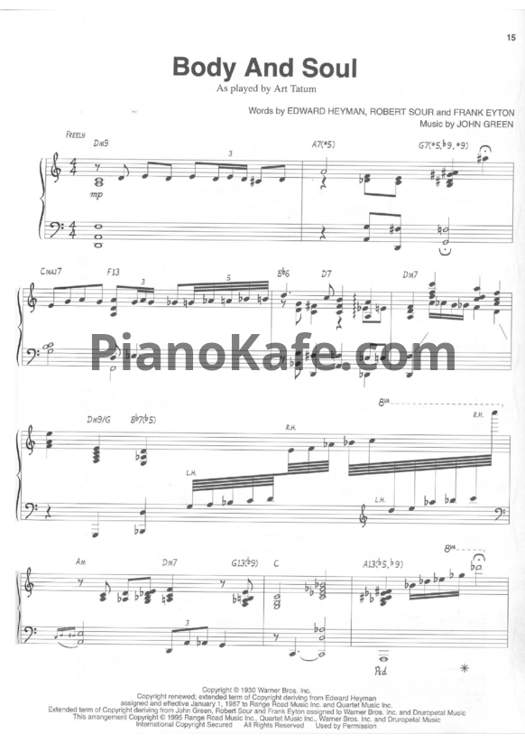 Ноты Art Tatum - Body and soul - PianoKafe.com