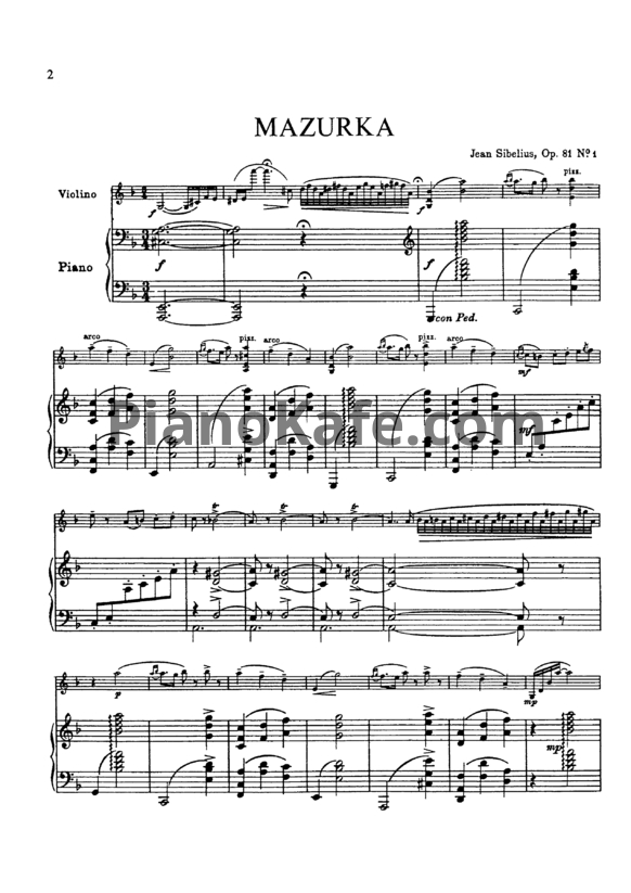 Ноты Ян Сибелиус - 5 пьес для скрипки и фортепиано (Op. 81) - PianoKafe.com