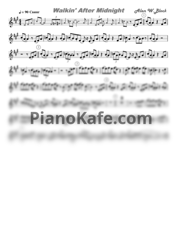 Ноты Patsy Cline - Walkin' after midnight - PianoKafe.com