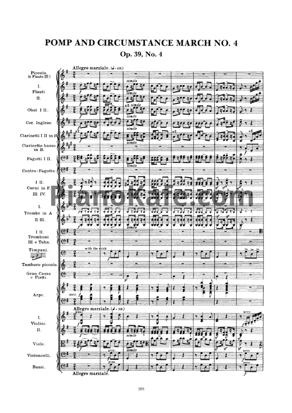 Ноты Эдуард Элгар - Помпезный и церемониальный марши №4 (Op. 39, Партитура) - PianoKafe.com