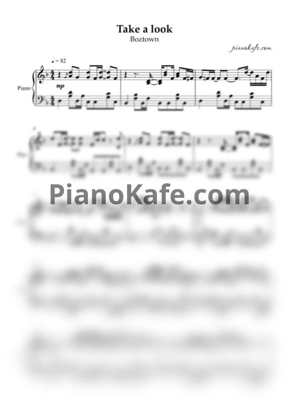 Ноты Boztown - Take a look (Piano cover) - PianoKafe.com