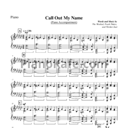 Ноты The Weeknd - Call out my name - предпросмотр