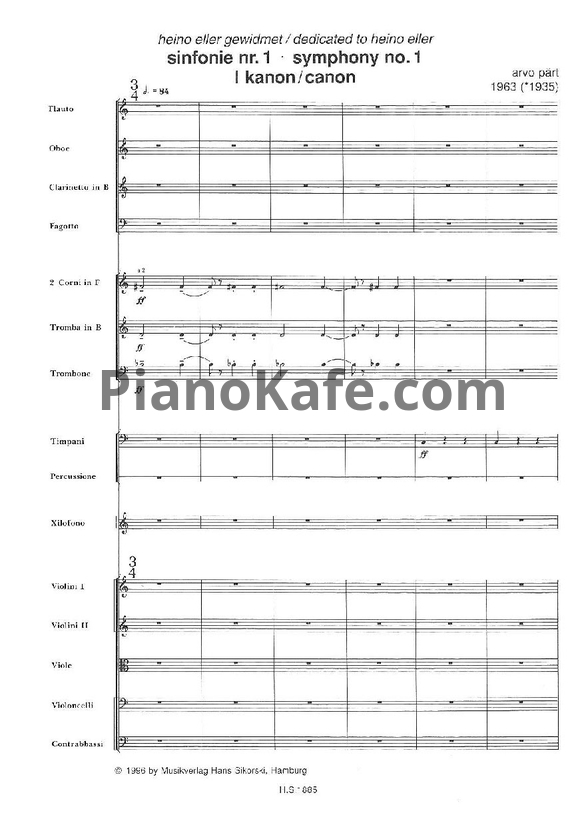 Ноты Арво Пярт - Симфония №1 (Полифоническая) - PianoKafe.com