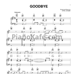 Ноты Avril Lavigne - Goodbye - предпросмотр