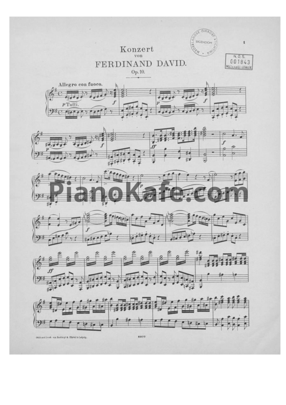 Ноты Ф. Давид - Концерт для скрипки №1 (Op. 10) - PianoKafe.com