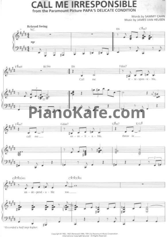 Ноты Michael Buble - Call me irresponsible - PianoKafe.com