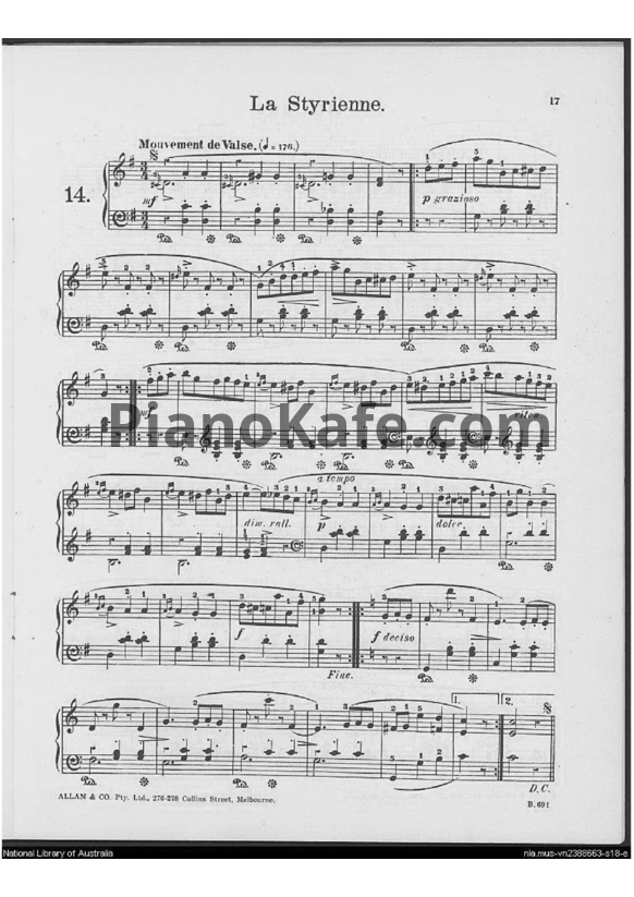Ноты Фридрих Бургмюллер - Этюд La styrienne (Op. 100, №14) - PianoKafe.com