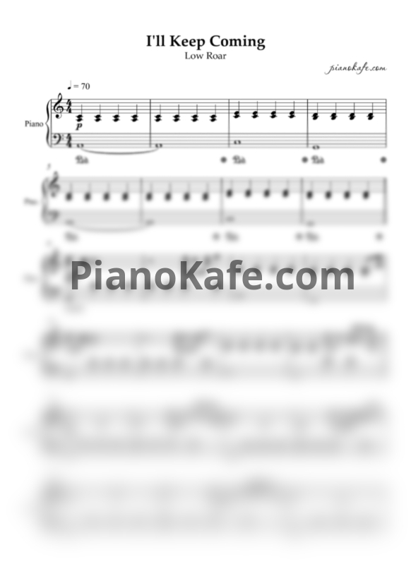 Ноты Low Roar - I'll keep coming (Piano cover) - PianoKafe.com