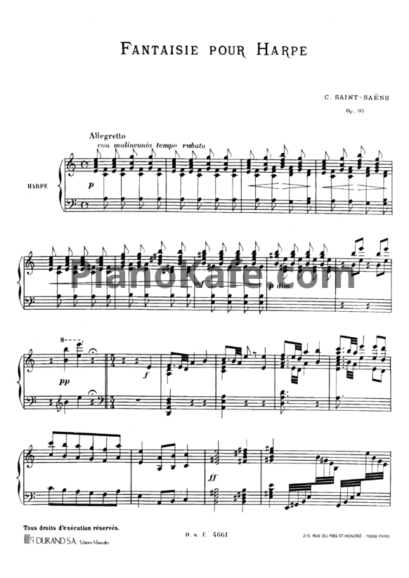 Ноты Камиль Сен-Санс - Фантазия для арфы (Op. 95) - PianoKafe.com