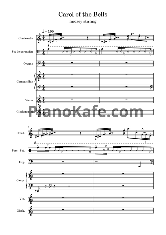 Ноты Lindsey Stirling - Carol of the bells (Партитура) - PianoKafe.com