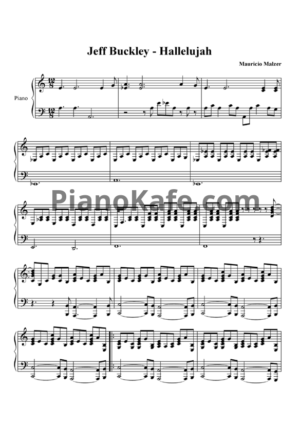 Ноты Jeff Buckley - Hallelujah - PianoKafe.com