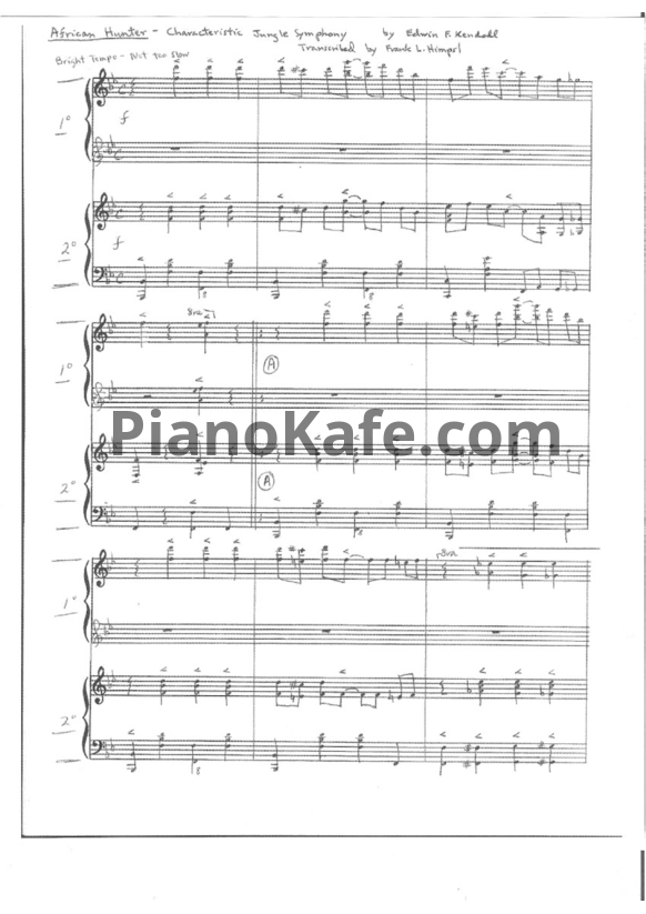 Ноты Edwin F. Kendall - African hunter (для фортепиано в 4 руки) - PianoKafe.com