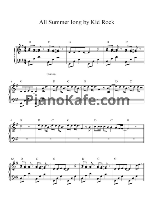 Ноты Kid Rock - All summer long - PianoKafe.com