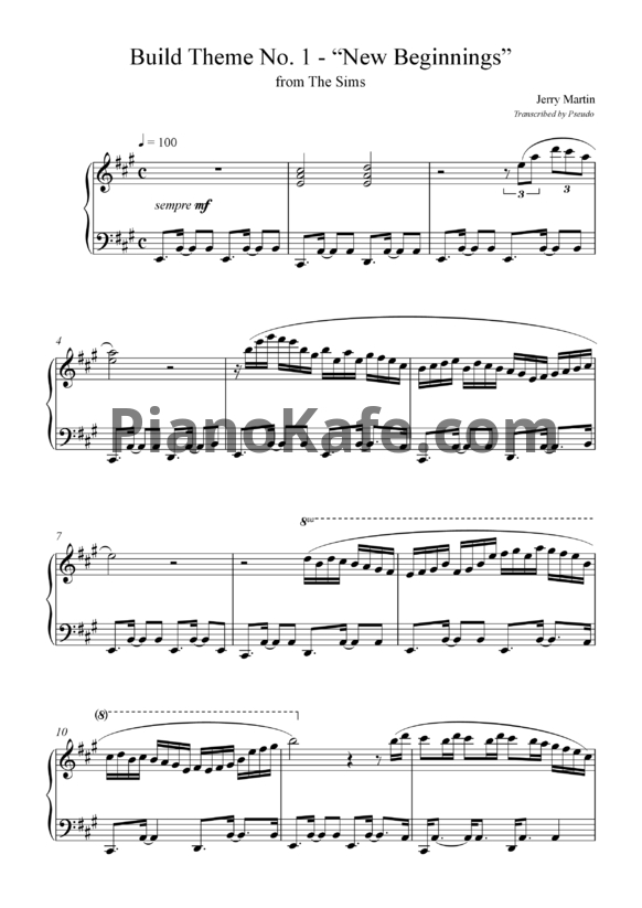 Ноты Jerry Martin - New beginnings (Build theme No. 1) - PianoKafe.com