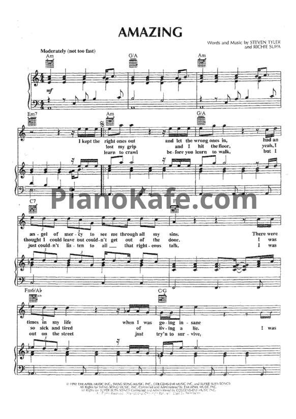 Ноты Aerosmith - Amazing - PianoKafe.com