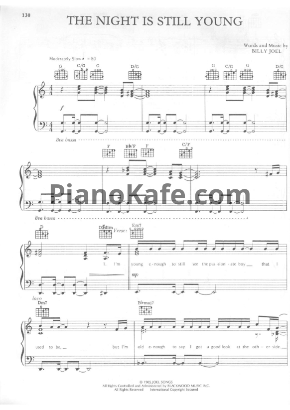 Ноты Billy Joel - The night is still young - PianoKafe.com