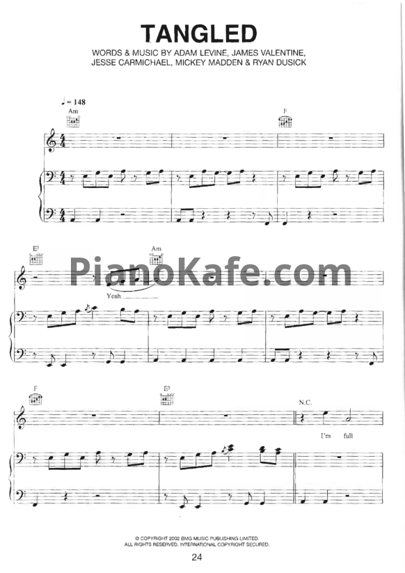 Ноты Maroon 5 - Tangled - PianoKafe.com