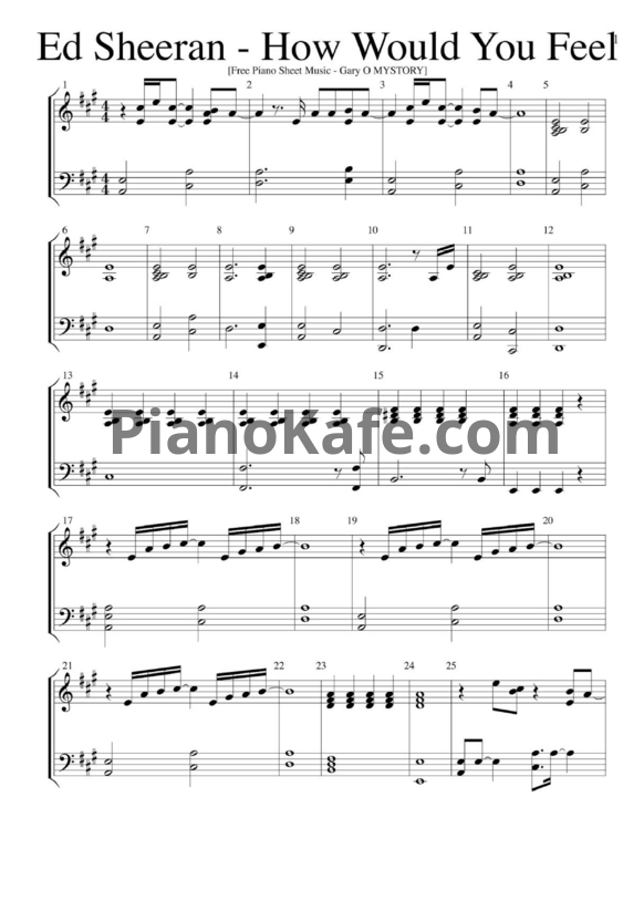 Ноты Ed Sheeran - How would you feel (Paean) - PianoKafe.com