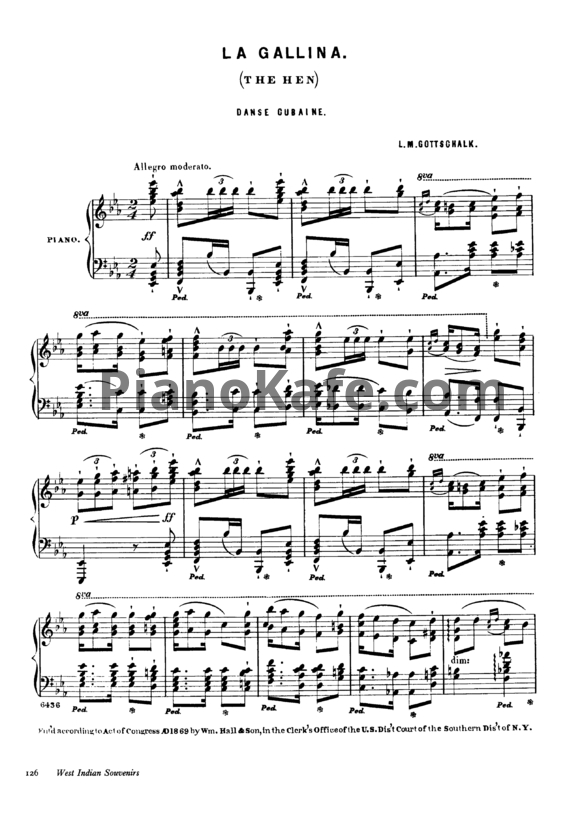 Ноты Луи Моро Готшалк - La Gallina (Op. 53) - PianoKafe.com