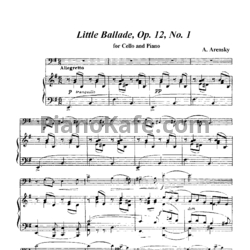 Ноты Антон Аренский - Пьесы для виолончели и фортепиано (Op. 12) - предпросмотр