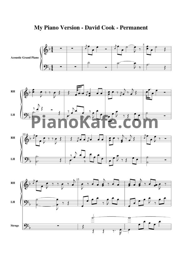 Ноты David Cook - Permanent - PianoKafe.com